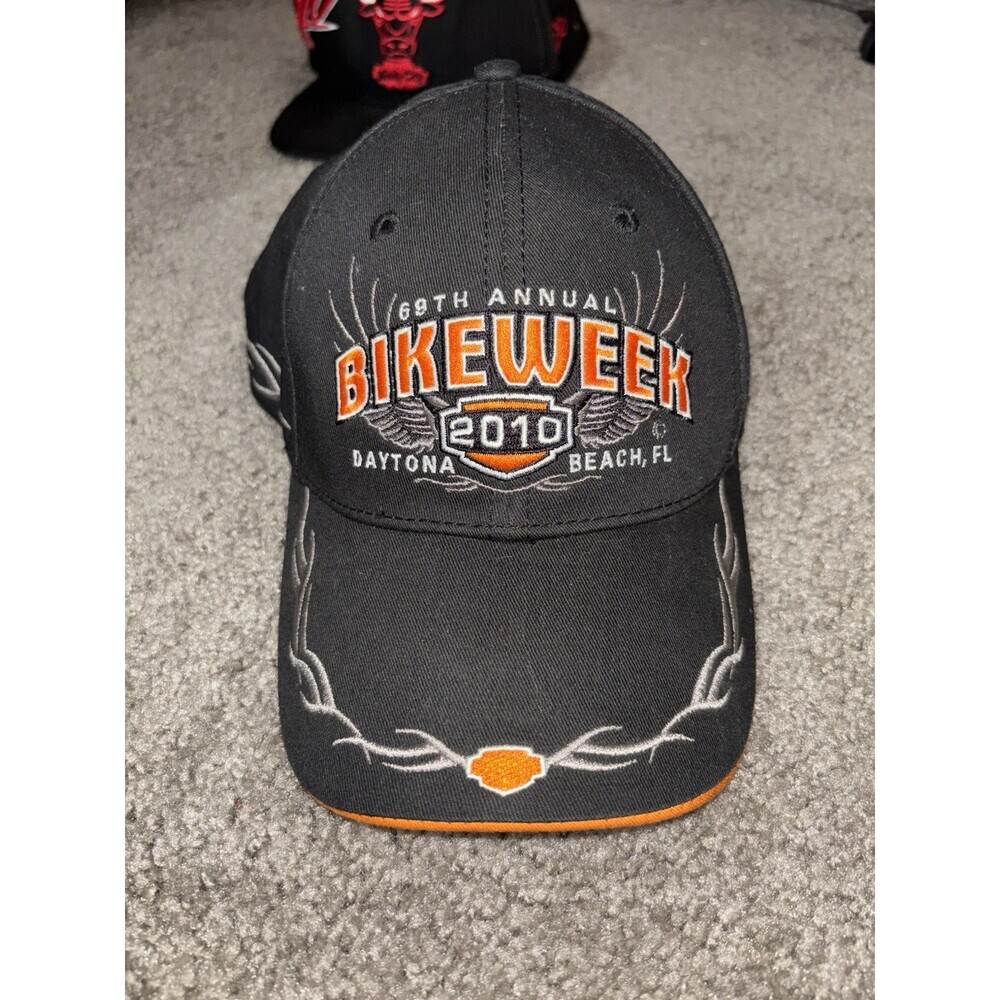 69th Annual Bikeweek Daytona Beach Bike Week 2010 Hat Black Orange